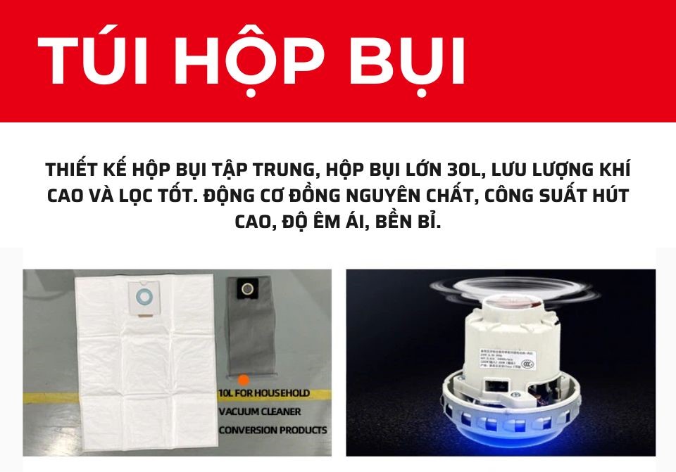 Túi hộp bụi trên Máy hút bụi chà matit FUNISI F1